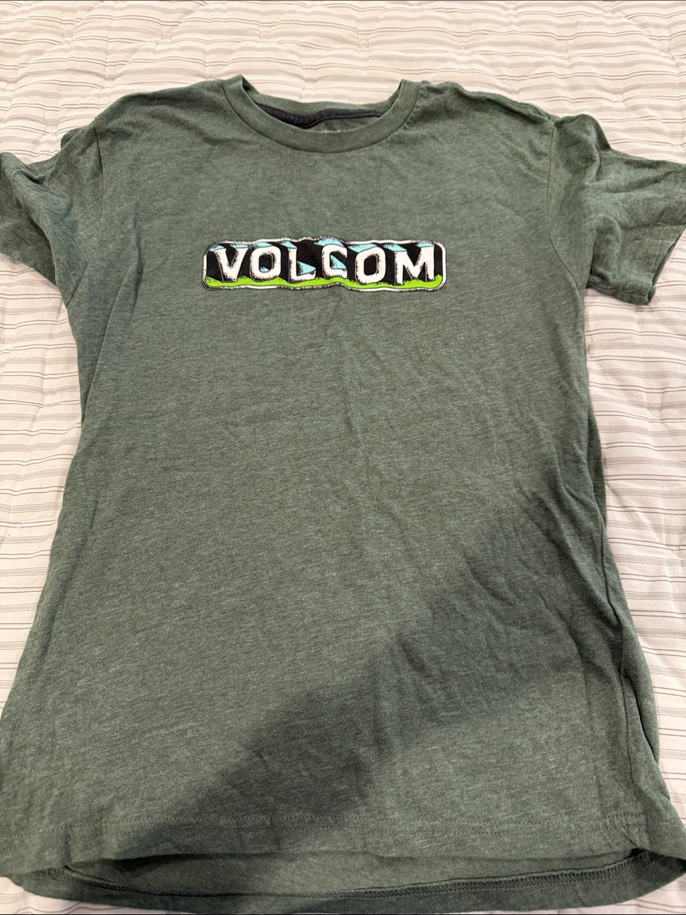Volcom Green Short Sleeve Tee with White and Lime Logo
